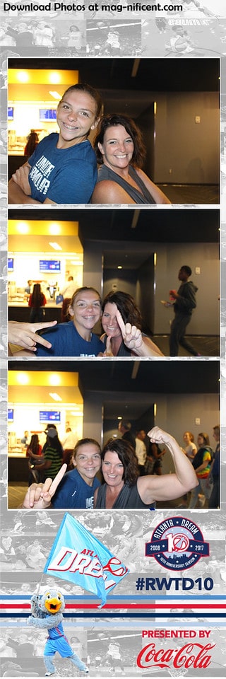 Photo booth results from a women's basketball game